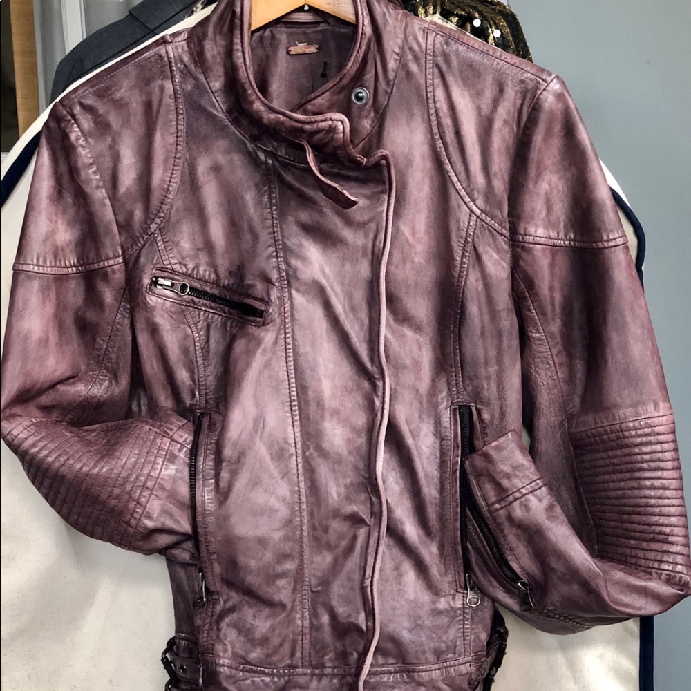 Free People purplish brown lambskin jacket